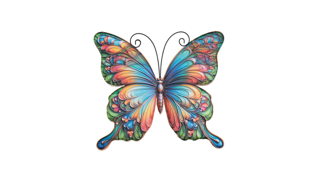 Vlinder wanddeco metaal 29.5x32.5cm
