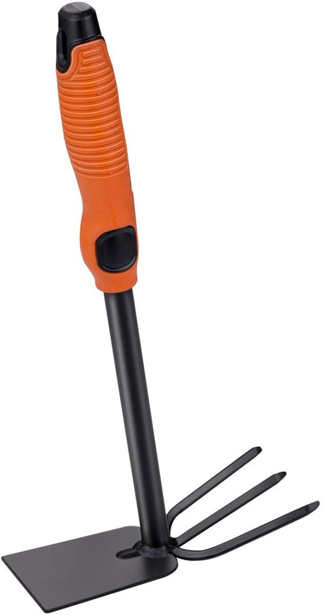 Black+decker dubbele schoffel - 3 pinnen en hak - 30 cm - ergonomisch handvat - zwart oranje