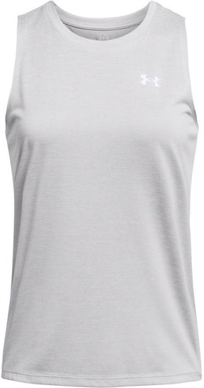 Under armour tech tank twist-gry dames sportshirt - halo grijs wit