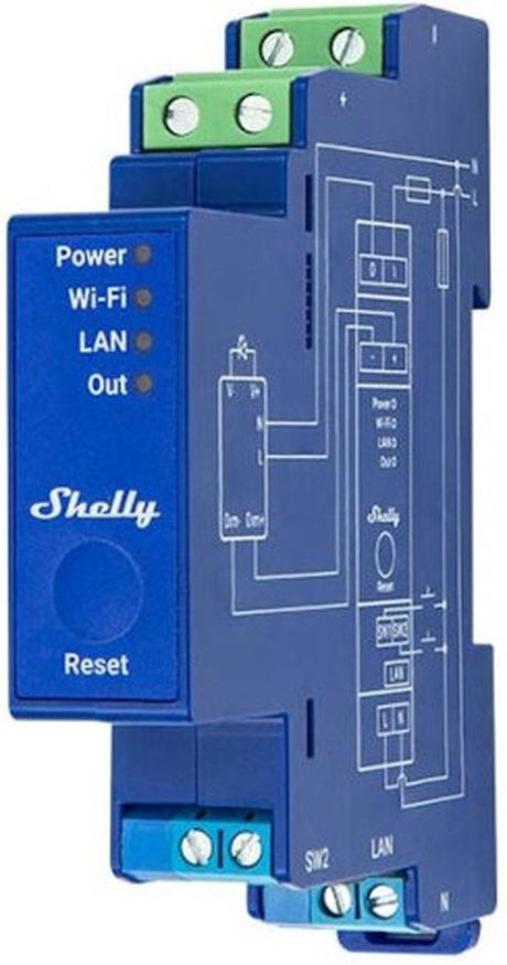 Shelly Pro Dimmer 0 1–10 V PM (blau, Bluetooth 4.2, WLAN)