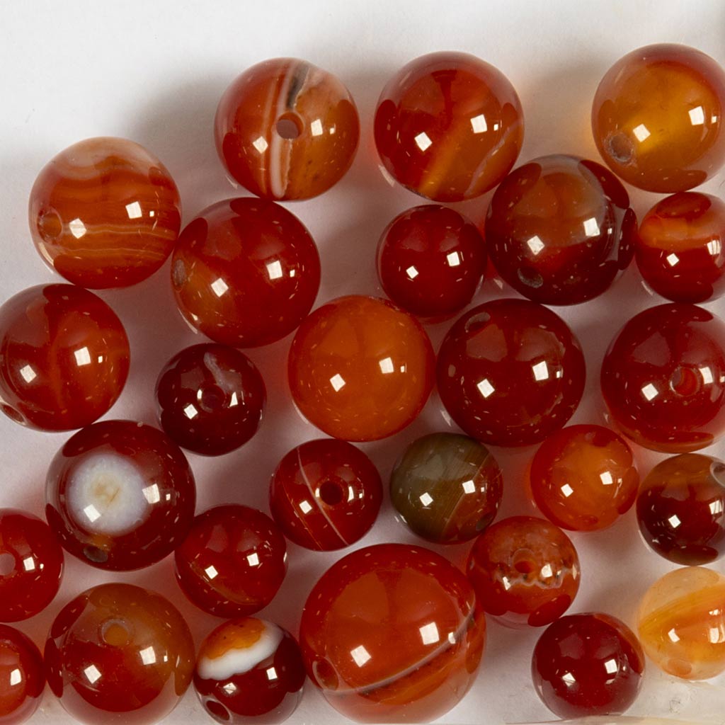 Creativ Company Achatperlen, D 6+8+10 mm, Lochgröße 0,9-1 mm, ca. 28 Stück, gebranntes Orange, Rot, 28 Stück 1 Box