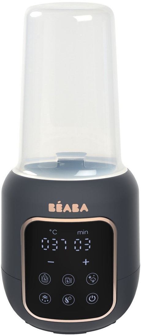 Béaba Multi-Milchflaschenwärmer – 5-in-1-Flaschenwärmer und Sterilisator mit Touchscreen – Erhitzen im Wasserbad oder schnell mit Dampf – Auftauen von Muttermilch und Erhitzen von Gläsern – einstellbare Zeit und Temperatur – Grau