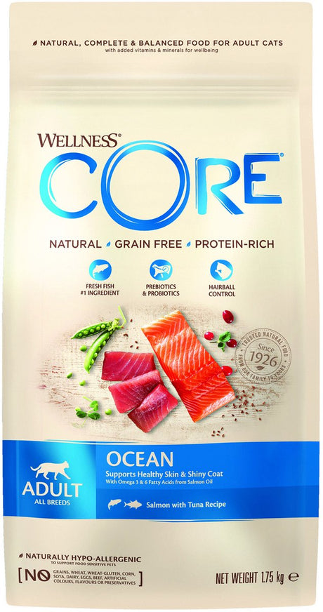 Wellness Core getreidefreier Katzen-Meereslachs-Thunfisch – Katzenfutter – 1,75 kg