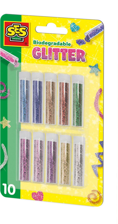 Ses creative – biologisch abbaubarer Glitzer – 10 Farben Glitzer – Glitzer zum Basteln – Glitzerröhren – Streuglitter