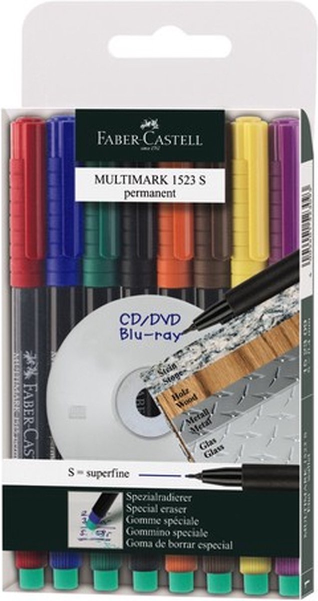Faber-castell multimarker - permanent - lijnbreedte s - 8 stuks - fc-152309