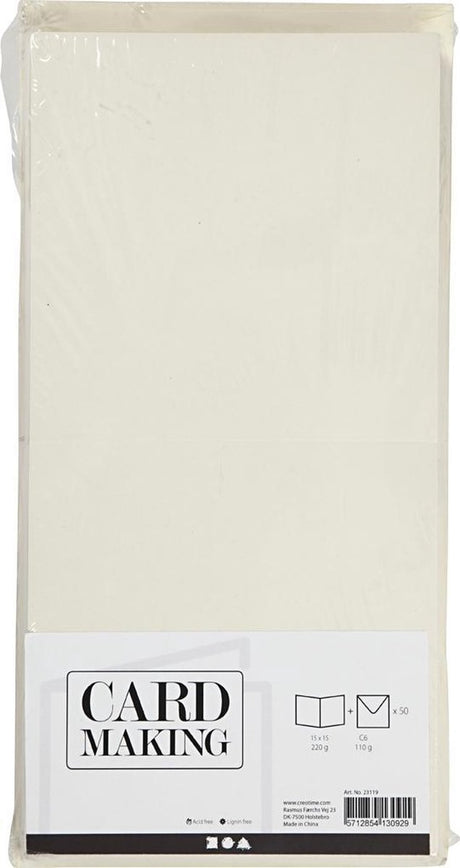 Creativ Company CC-Karten-Umschläge, gebrochenes Weiß, 15 x 15 cm, 50 Sets