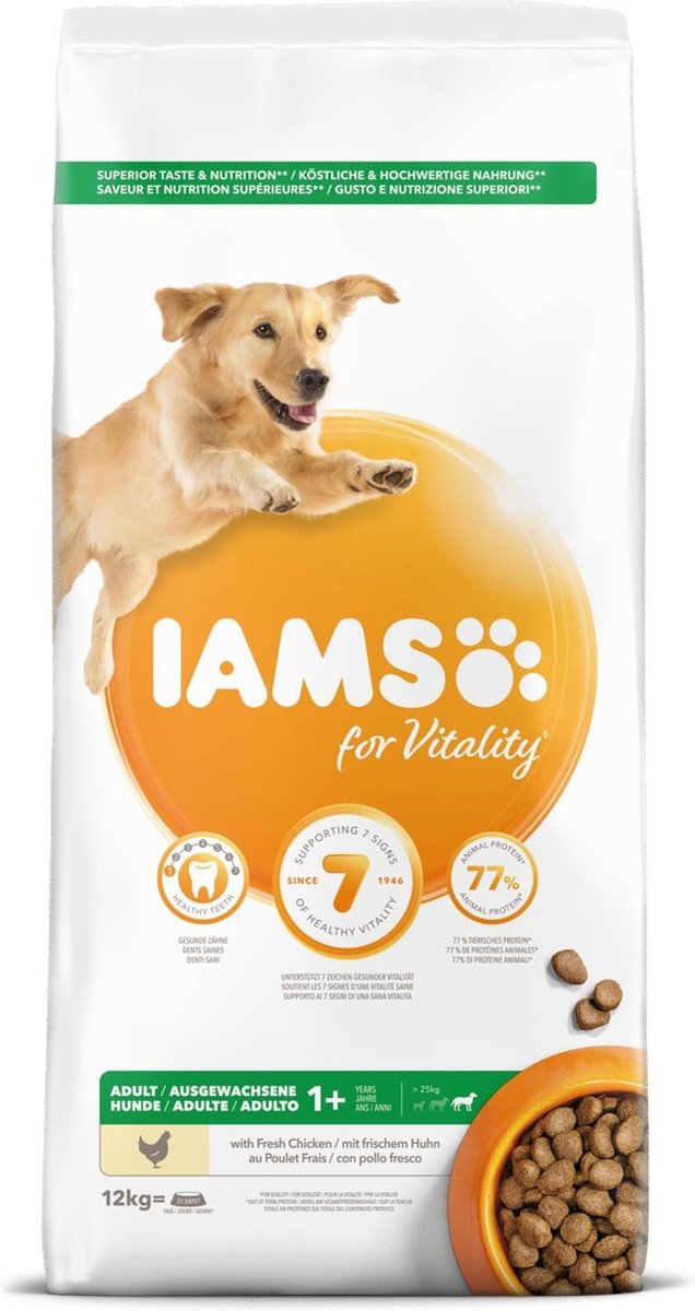 Iams dog adult large kip - 1 tot 7 jaar - hondenvoer - 12 kg