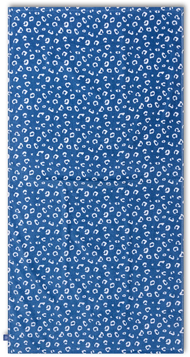 Badeutensilien – Strandtuch – 135 x 65 cm – Handtuch – Leopardenmuster – 100 % Baumwolle – Blau