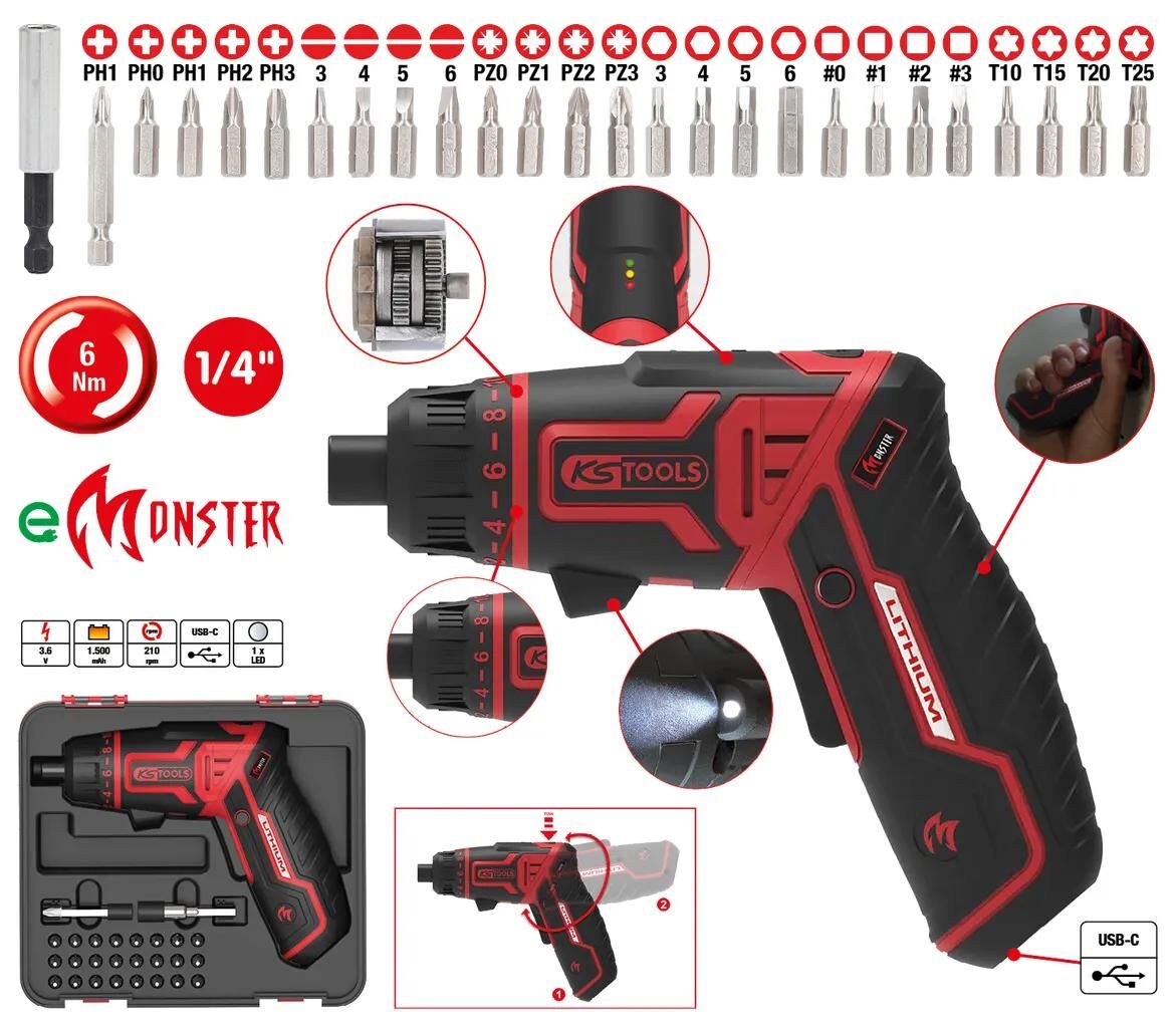 KS Tools KS-Tools Akkuschrauber Monster Akku-Bitbohrer-Set 27-tlg.