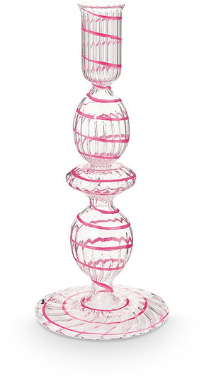 Pip studio - kandelaar - woonaccessoires - roze kaarsenhouder - glas swirl - 20cm
