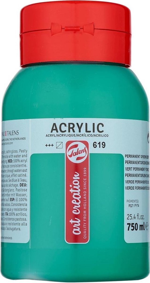 Talens art creation acrylverf pot 750 ml permanentgroen donker 619