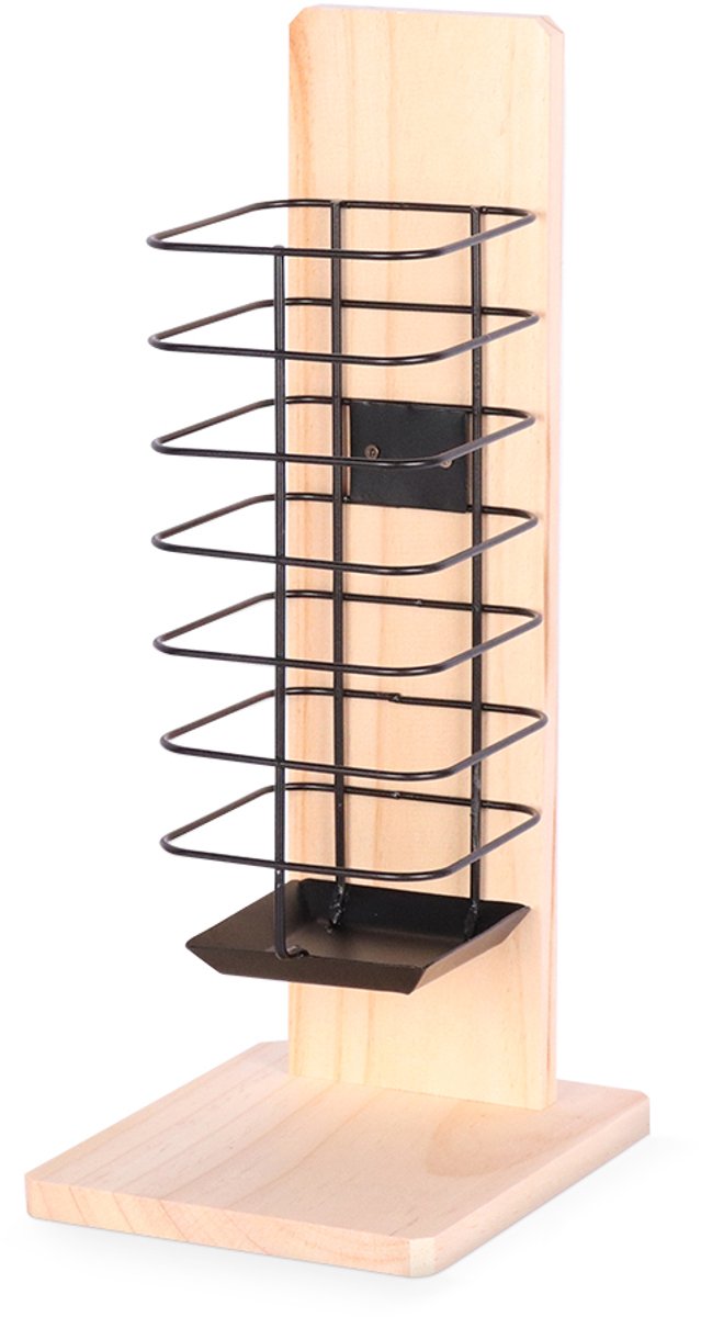 Duvo plus Heuraufe für Nagetiere – Heuraufe aus Holz mit schwarzem Metall – für Kaninchen, Meerschweinchen und Hamster – 14 x 18 x 37 cm