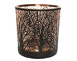 Decoris Teelichthalter Baum Glas schwarz 8cm