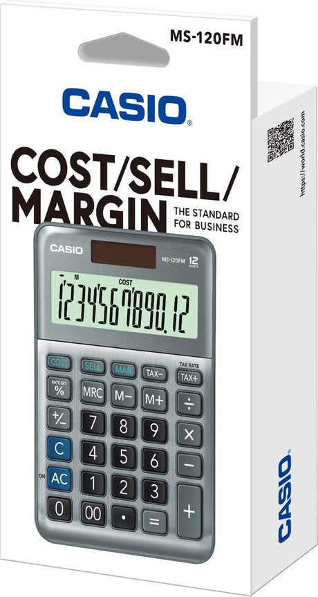 Casio Taschenrechner MS-120FM grau 12 Ziffern