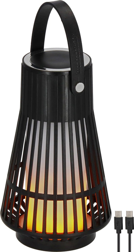 Brennerstuhl wiederaufladbare LED-Außenlampe FL 100 A (IP44, Flammeneffekt, austauschbarer Akku, max. 20 Stunden Brenndauer, USB-C-Ladefunktion, Campinglampe, Stimmungsbeleuchtung für den Garten im Freien)