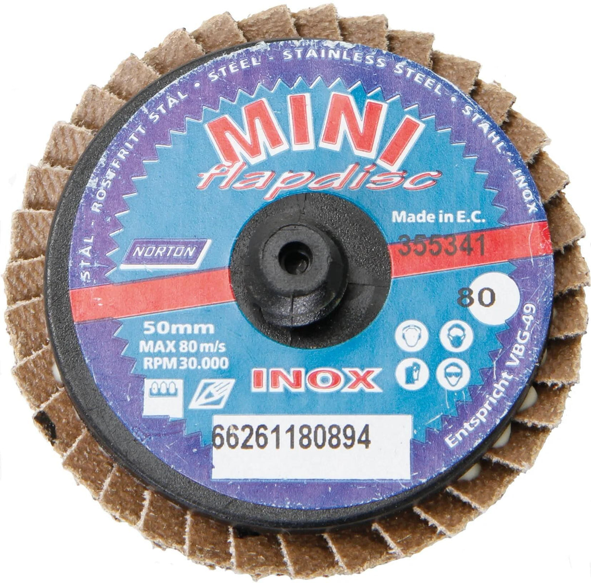 Norton Fächerscheiben-Mini-Flap-X-Trem-Unterlegscheibe 50 mm P80
