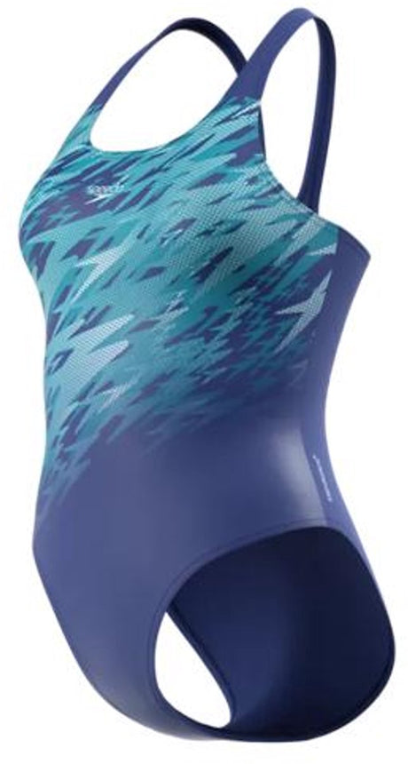 Speedo hyperboom placement muscleback dames - chloorbestendig sportbadpak dames - kleurvast badpak dames - zwempak dames met muscleback - blauw blauw - 42