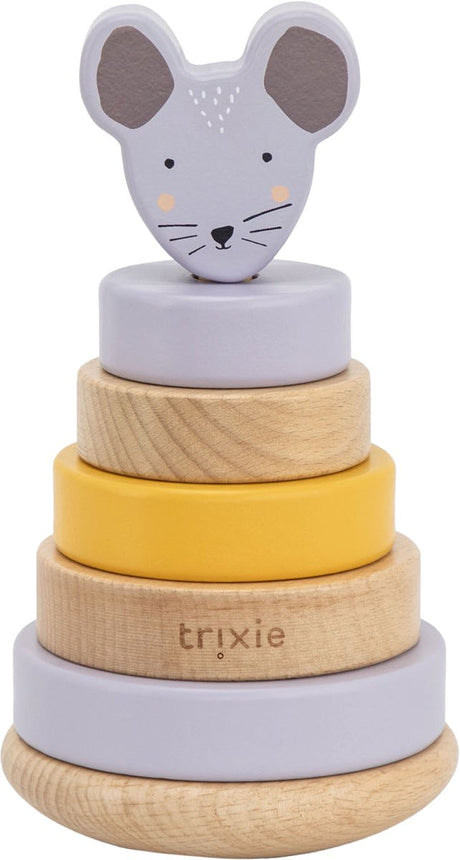 Trixie Stapelturm aus Holz - mrs. Maus – Stapelspielzeug aus Holz – Lernspielzeug – für Jungen und Mädchen – Maus