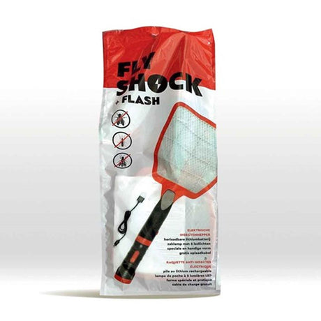 Fly Shock elektrische Fliegenklatsche wiederaufladbar mit Taschenlampe 5xLED