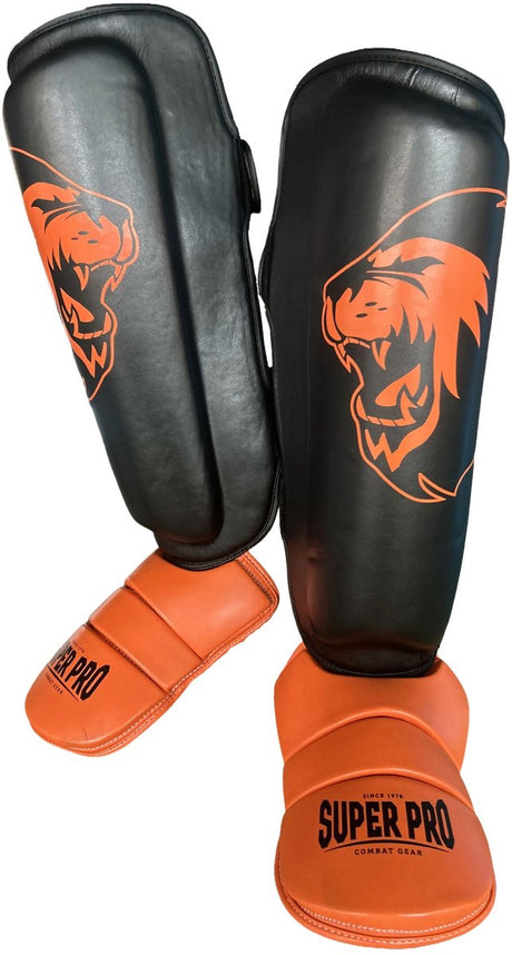 Super pro combat gear scheenbeschermer nations holland kids pu zwart - oranje xs