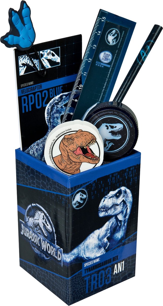 Undercover – Jurrasic World Stiftebox mit Inhalt 7 Teile – Kunststoff – mehrfarbig
