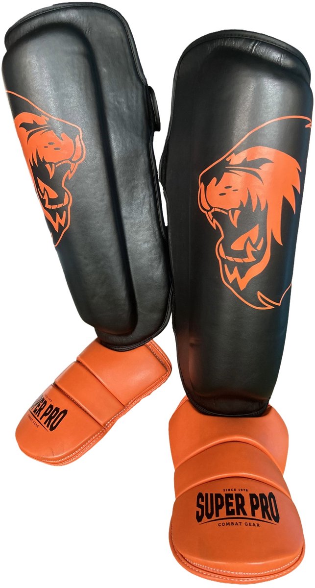Super pro combat gear scheenbeschermer nations holland pu zwart - oranje s