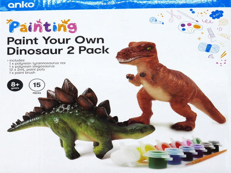 Playgo 2 Dinosaurier zum Bemalen von Tyrannosaurus Rex und Stegosaurus