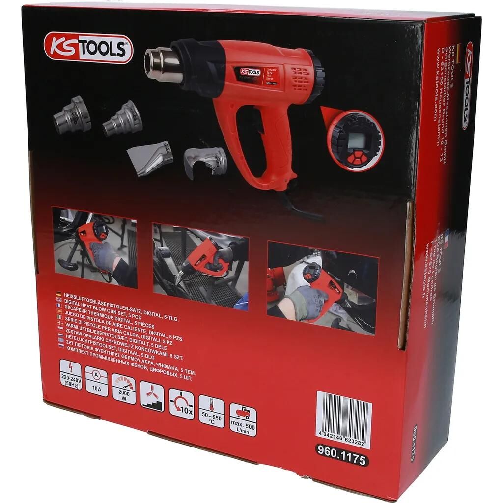 KS Tools KS-Tools Heißluftpistolen-Set Heißluftgebläse-Set LCD KS-Tools, 5-teilig, Digita
