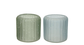 Theelichthouder glas opaque 2 assortie d8 h7,5cm