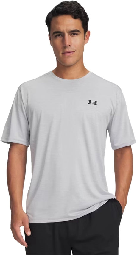 Under armour ua tech vent ss-gry heren sportshirt - halo grijs - zwart
