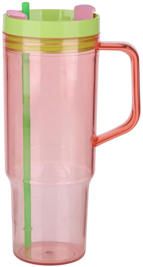 Alpina Becher mit Strohhalm und Henkel 1,2 Liter – Tumbler – Rosa