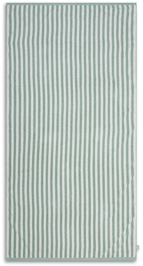 Resort-Streifen | grün-weißes Baumwollhandtuch 135 x 65 cm