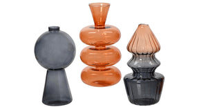 Vaas glas ''organic'' 3 assortie multi h15,2 d8,5cm