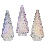 Decoris dekorativer Weihnachtsbaum aus Glas mit schillerndem Effekt, Iris, Silber, Iris, Rouge, Rosa, Iris, Flieder, Brise, Durchmesser 10,8 x 23,5 cm