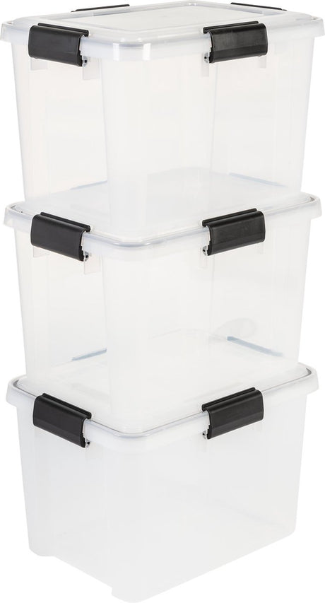 Iris luftdichte Aufbewahrungsbox – 20 l – Kunststoff – transparent schwarz – 3er-Set