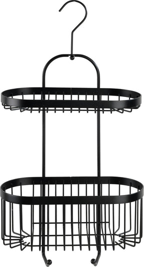 Wenko Duschablage 2-lagig Classic Plus Schwarz Mattschwarz 26x47cm - ohne Bohren - hängende Duschablage - Duschkorb - hängende Duschablage