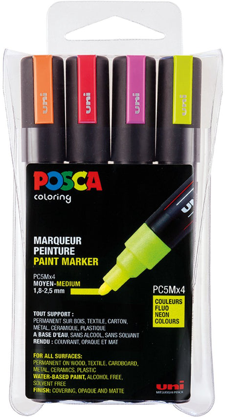 Posca Lackmarker uni pc5m m fluor 4St. sortiert