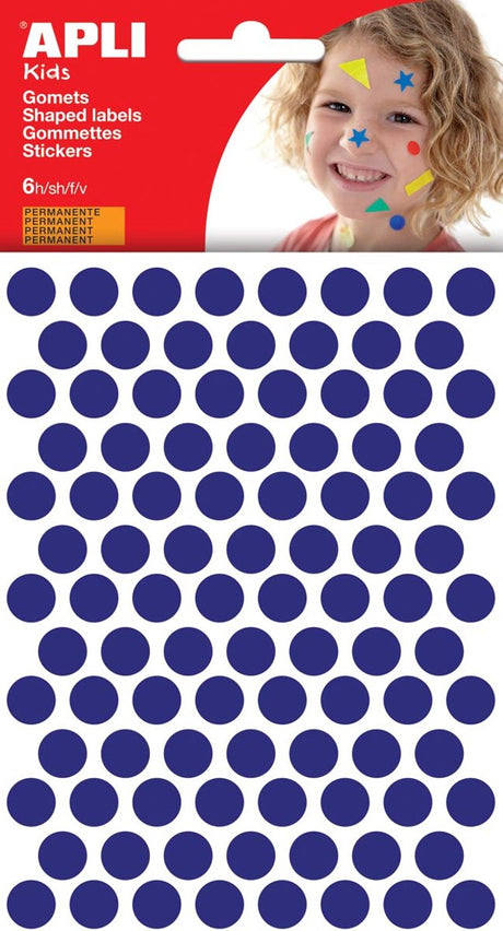 Apli-Kinderaufkleber | Kreisdurchmesser 10 | 5mm | Blister mit 528 Stück | blau