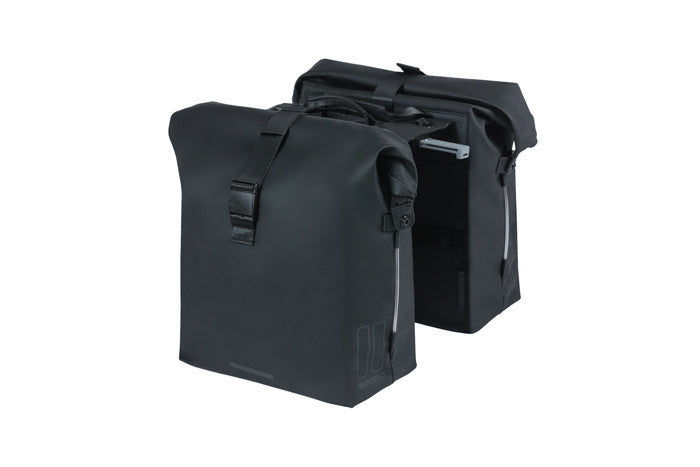 Basil Soho Soho Doppelfahrradbeutel Nordlich - wasserdicht, Pu, Rolltop -Verschluss, geeignet für Mik, 41 LTR, Nachtschwarz
