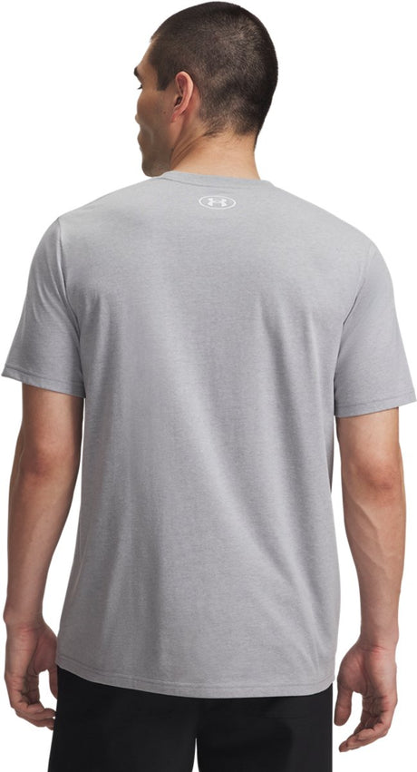 Under Armour UA Sportstyle Logo Update SS-Gry Herren-Sportshirt – Steel Light Heather – Weiß