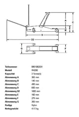 Rc Rodcraft Rodcraft Rh290 Rangierwagenheber, hydraulischer Rangierwagenheber, Tragfähigkeit 3,0 t