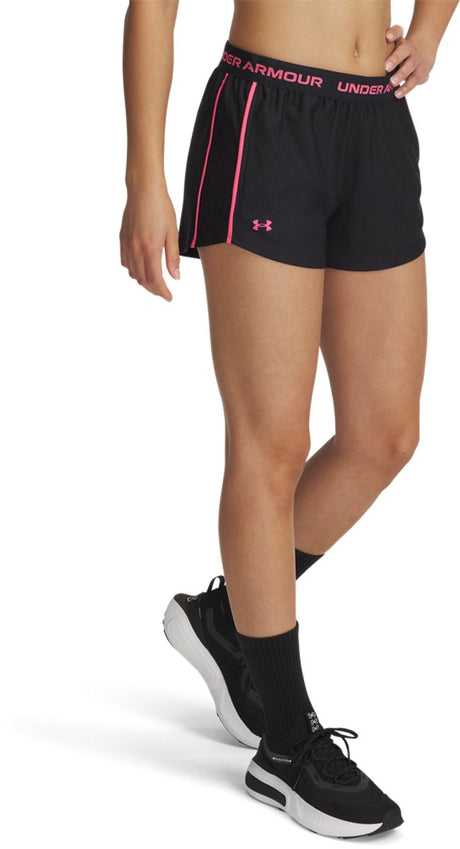 Under Armour Tech Play Up Shorts-Blk Damen-Sporthose – Schwarz – Super Pink