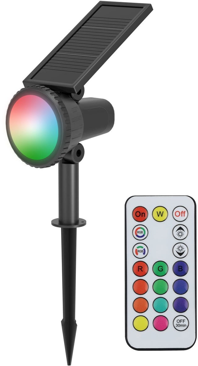 Eglo sambuco solar prikspot buiten - led - 37,5 cm - zwart - instelbaar rgb wit licht - dimbaar