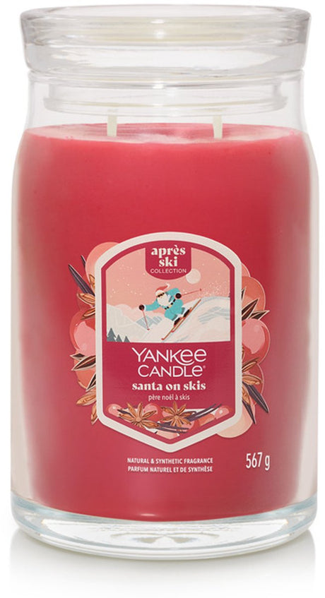 Yankee Candle – Duftkerze „Santa on Skis“, großes Glas – 90 Brennstunden – zwei Dochte