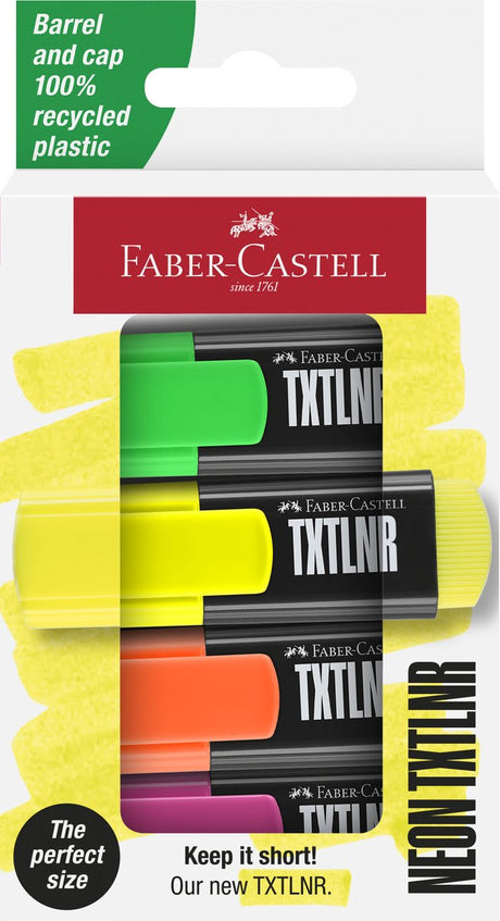 Faber-Castell Textmarker TXTLNR – Mini – 4 Stück – Neonfarben – Textmarker – FC-154204