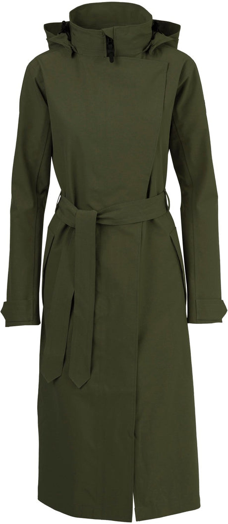 Agu trench coat long regenjas dames waterdicht - legergroen - waterkolom 5.000 mm - afneembare capuchon xl