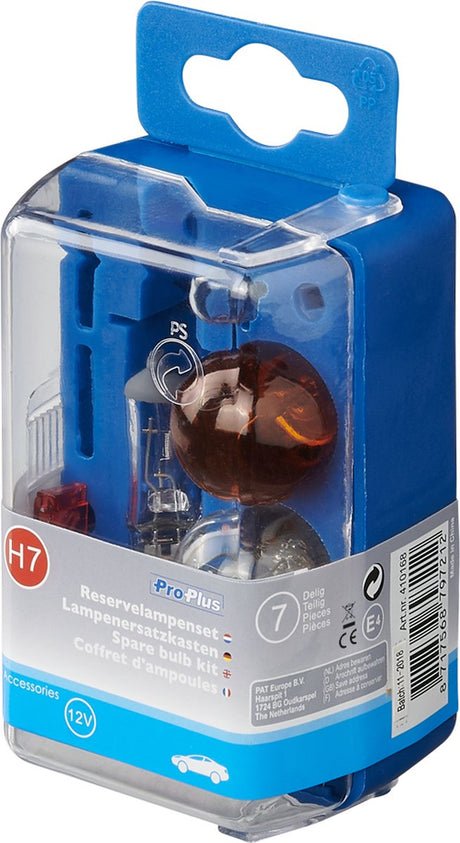 Proplus reservelampenset - verlichtingsset - reservelampenboxen - lampenset - h7 7-delig - 21w oranje
