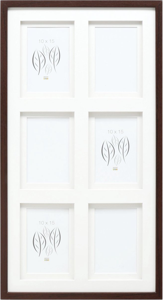 Deknudt frames multifotolijst - bruin - passe-partout - 6 foto's 10x15