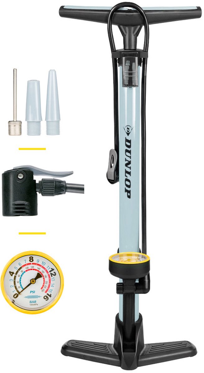Dunlop Fahrradpumpe Grau mit Manometer