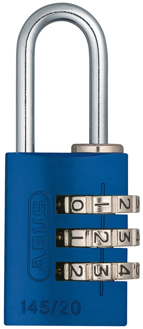 Abus cijferhangslot 145 20 - 3-cijferig - massief aluminium slothuis - geanodiseerd corrosiebestendig - geveerde beugel - bediening zonder sleutel - gewicht 23 gram - 20 mm - rainbow